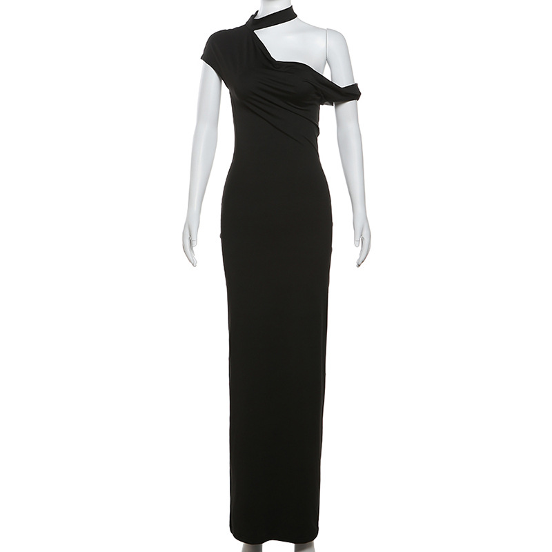 Ootddress Women's Off The Shoulder Elegant Slope O Neck Maxi Dress Sexy Short Sleeve High Waist Slim Fit Club Party Dress Femme 2025