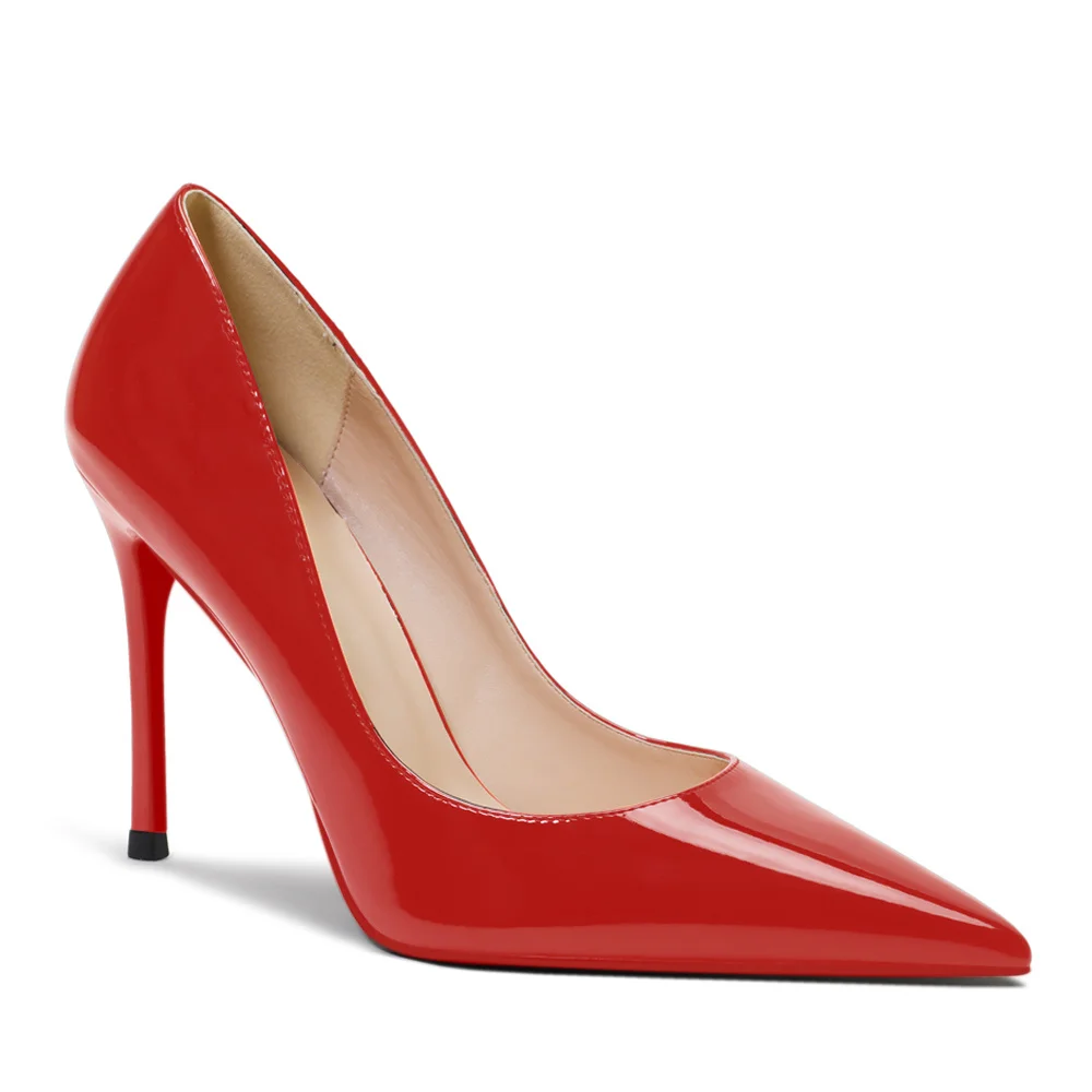 100mm Red Bottom High Heels Party Daily Patent Pumps-MERUMOTE