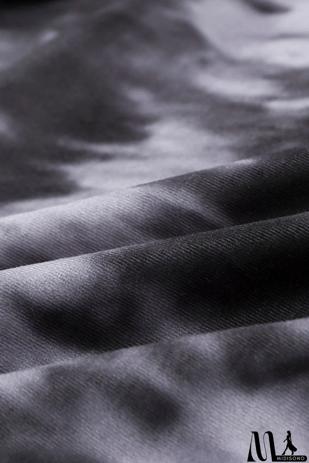 MidiSono - Black Gray Tie Dye Lightweight Cardigan