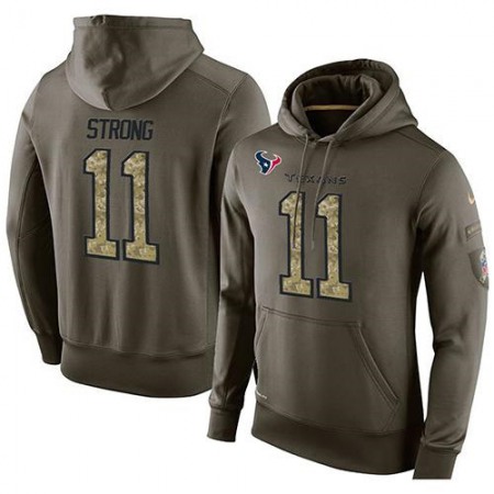 NFL Men's  Houston Texans #11 Jaelen Strong Stitched Green Olive Salute To Service KO Performance Hoodie