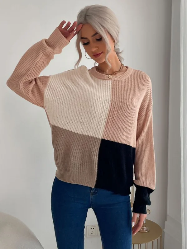 Casual Loose Patchwork Sweater Top