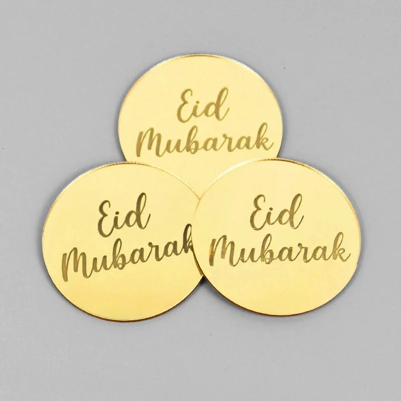 5/10pcs Eid Mubarak Acrylic Cupcake Topper Gold Ramadan Kareem Cake Topper Islamic Muslim Festival Party Cake DIY Decorations