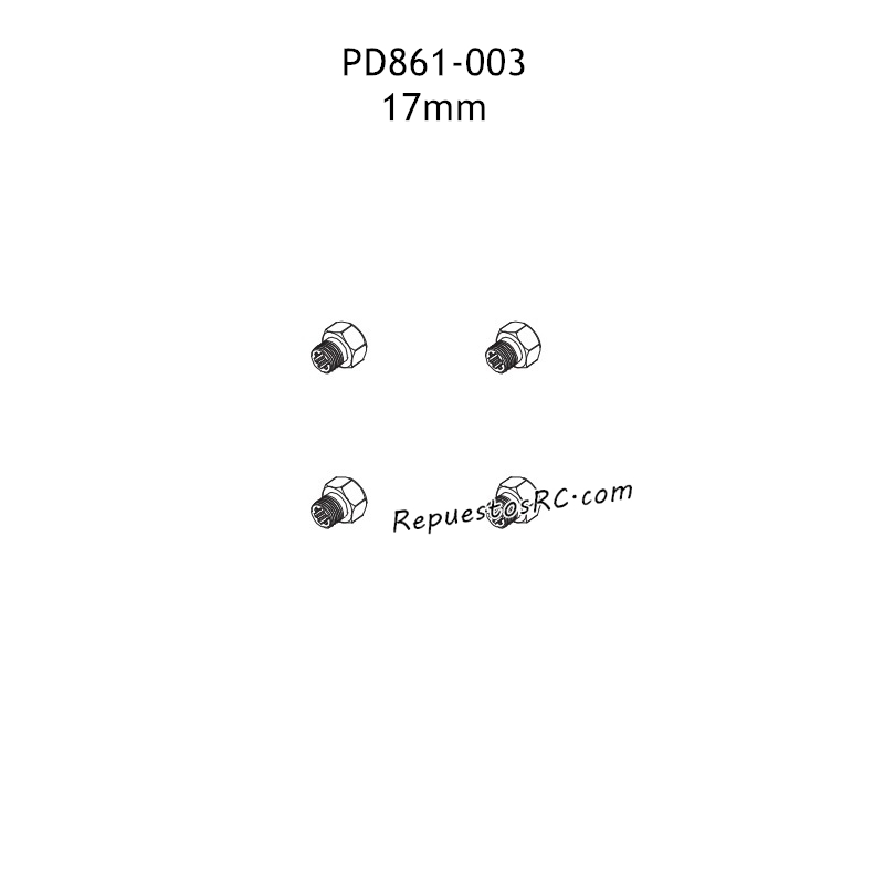 PD RACING TK10 Piezas Hex para Rueda de 17mm PD861-003