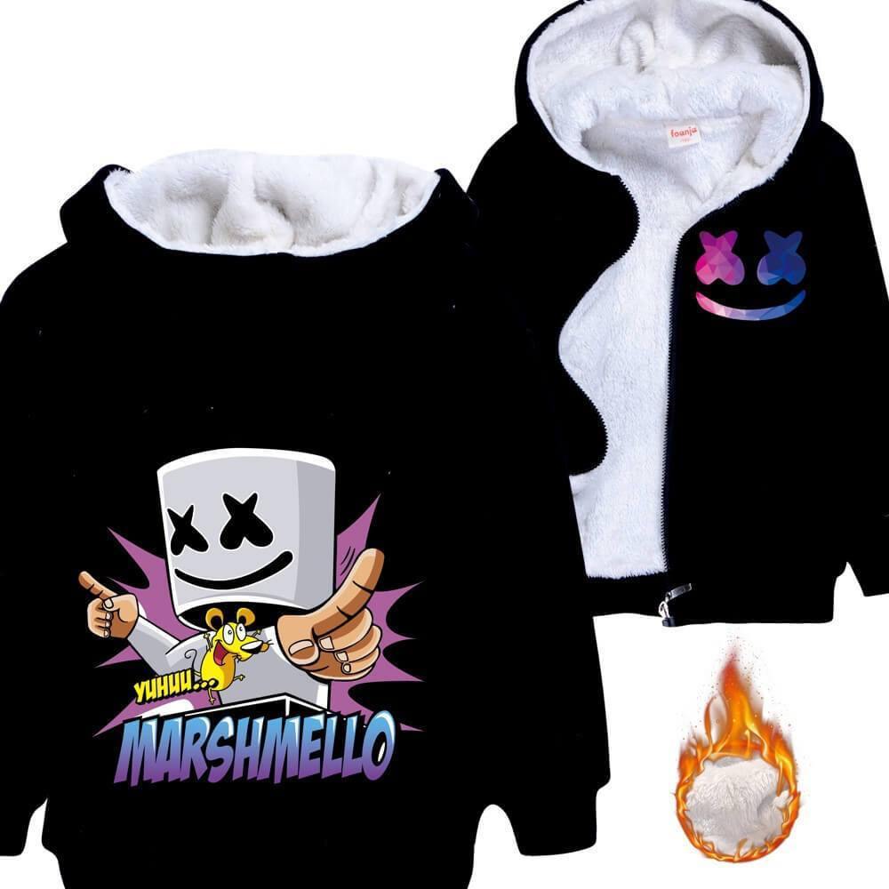 Dj Marshmello Yeah Mouse Print Girls Boys Fleece Lined Cotton Hoodie-Mayoulove