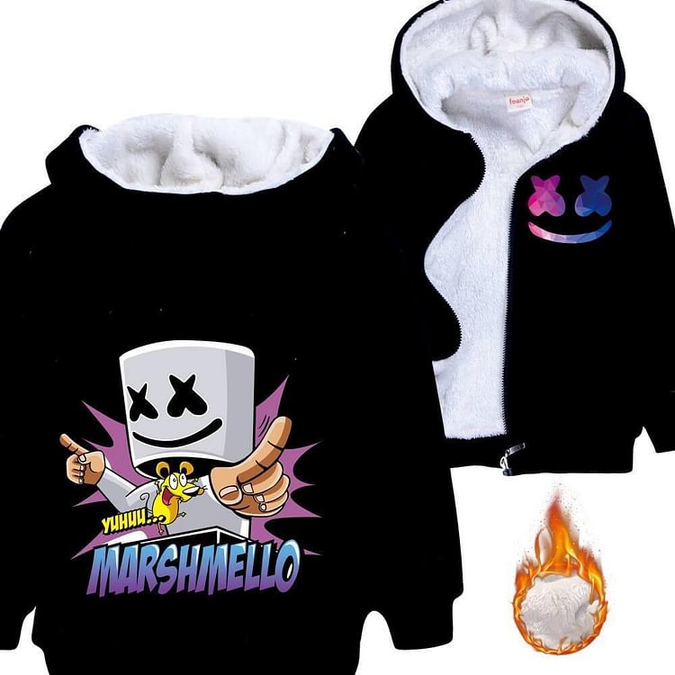 Mayoulove Dj Marshmello Yeah Mouse Print Girls Boys Fleece Lined Cotton Hoodie-Mayoulove