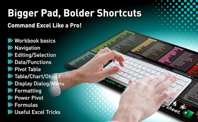 Excel Cheat Sheet Desk Mat