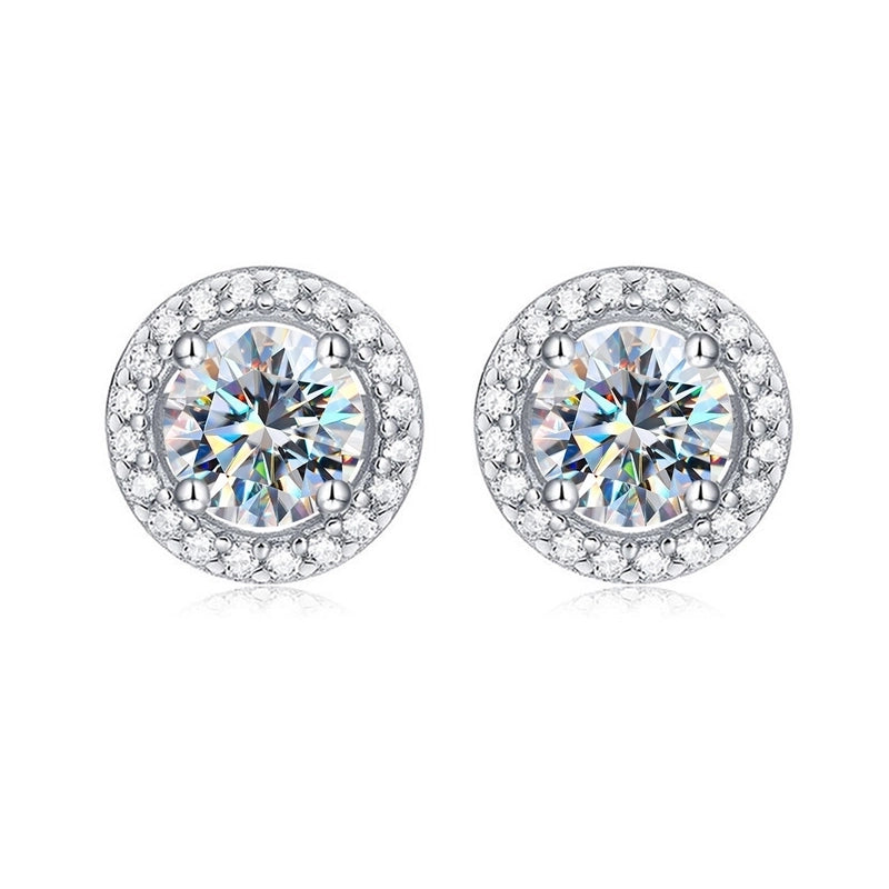 1 Pair 925 Sterling Silver Moissanite Geometric Ear Studs