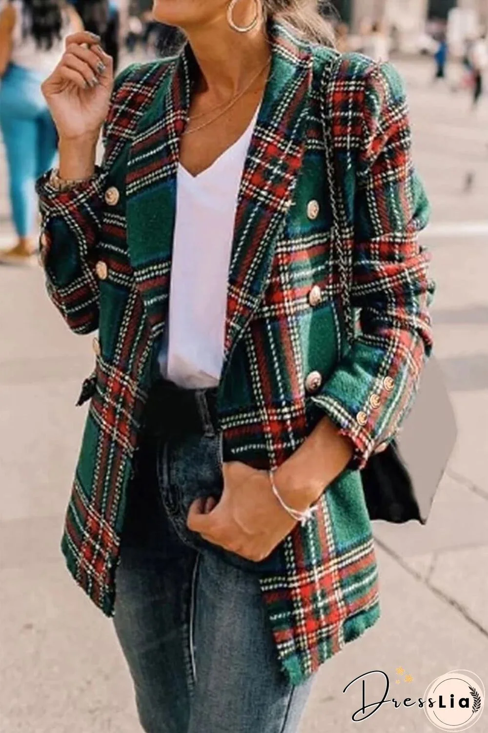 Grid Plaid Green Blazer