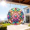 (18.5cm)DIY Acrylic Jigsaw Puzzle Window Hanging with Hanging Chain DIY Stained Glass Decoration Round Window Puzzle Decor for DIY Craft Project (Mandala)