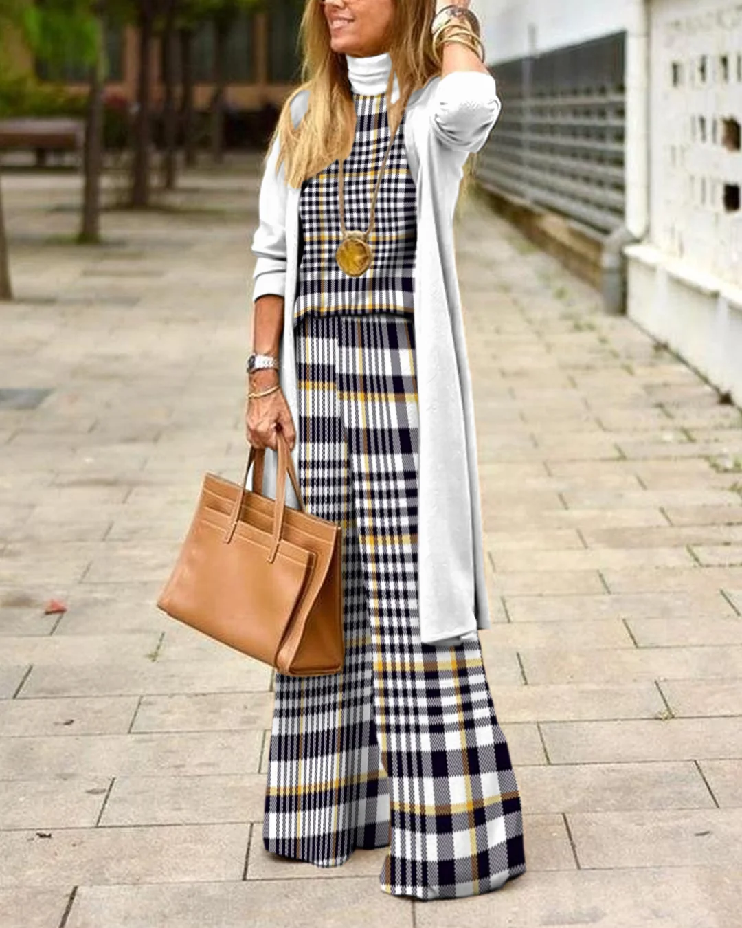 Herringbone Sweater Three-Piece Suit 4c86