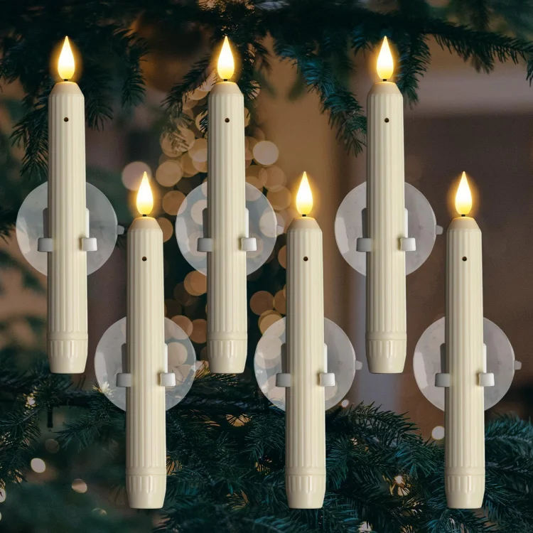 🎄Window Flameless Led Taper Candles with Sensor Dusk to Dawn（Ships Without Battery）