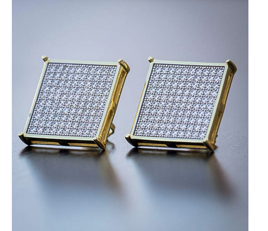 18mm Hip Hop Big Gold Stud Earrings-VESSFUL