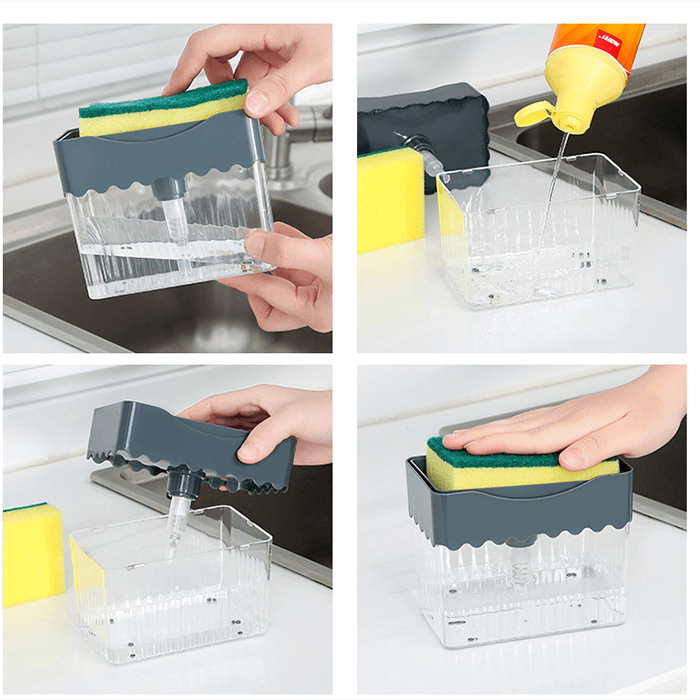 Dish Soap Dispenser with Caddy Make Kitchen Dishes Done Faster