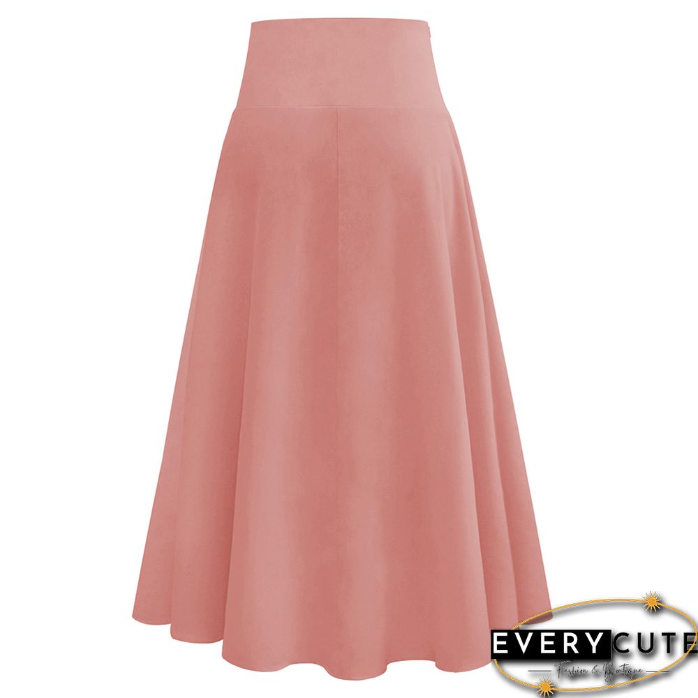 Pink High Low Ruffled Hem Irregular Skirt