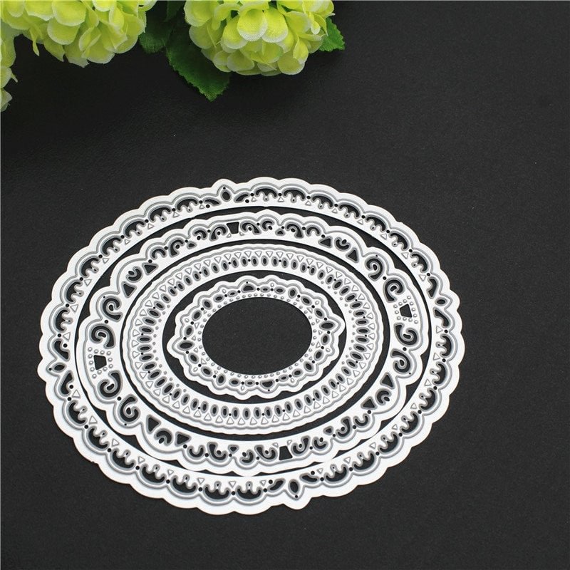 4pcs Laced Oval Frame Set Metal Cutting Dies for Scrapbooking DIY Photo Album Card Making Decorative Stencil New 2022