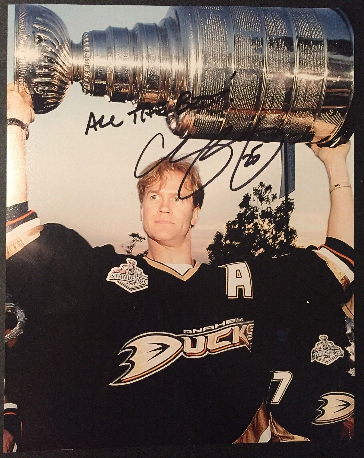 Chris Pronger Signed Anaheim Ducks 8x10 Cup Photo Poster painting