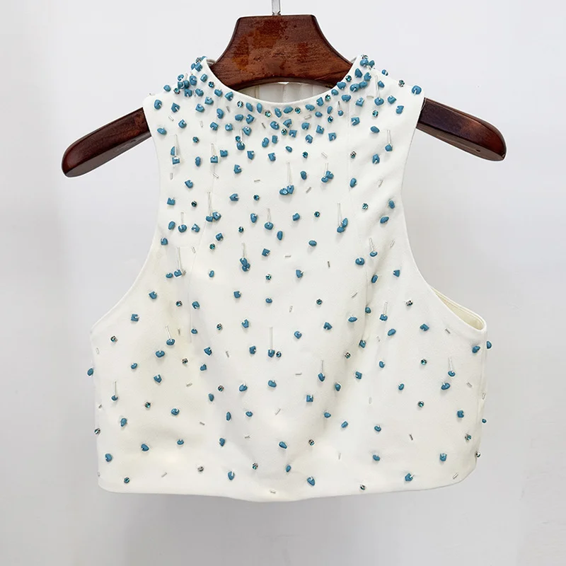 Nigikala Nigikala Star Fashion New Heavy Industry Nail Bead Vest Top Open Skirt Set Two Sets