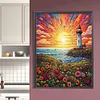Sunrise Sea Lighthouse-Full Round Diamond Painting 50*65CM
