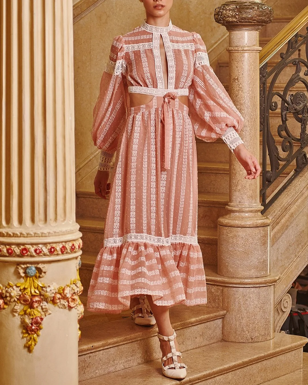 Women' Long Sleeve Hollow Ball Sleeve Dress