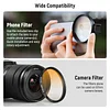 Clip-on 67mm Mobile Phone ND Filter Kit, Upgraded Lens Clip Cold Shoe Bracket/Locking Knob, CPL/ND32/6 Point Star/4 Gradient Color Filter Set, Compatible with iPhone 15 Pro Max 14 13 Samsung S22 S23