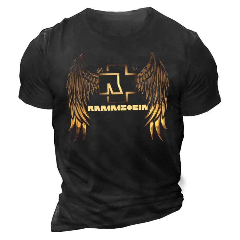 Men's Rammstein Rock Band Print Solid Color Short Sleeve Crew Neck T-Shirt
