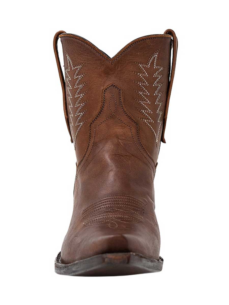 Brown Snip Toe Elegant Embroidered Heeled Cowgirl boots for Women