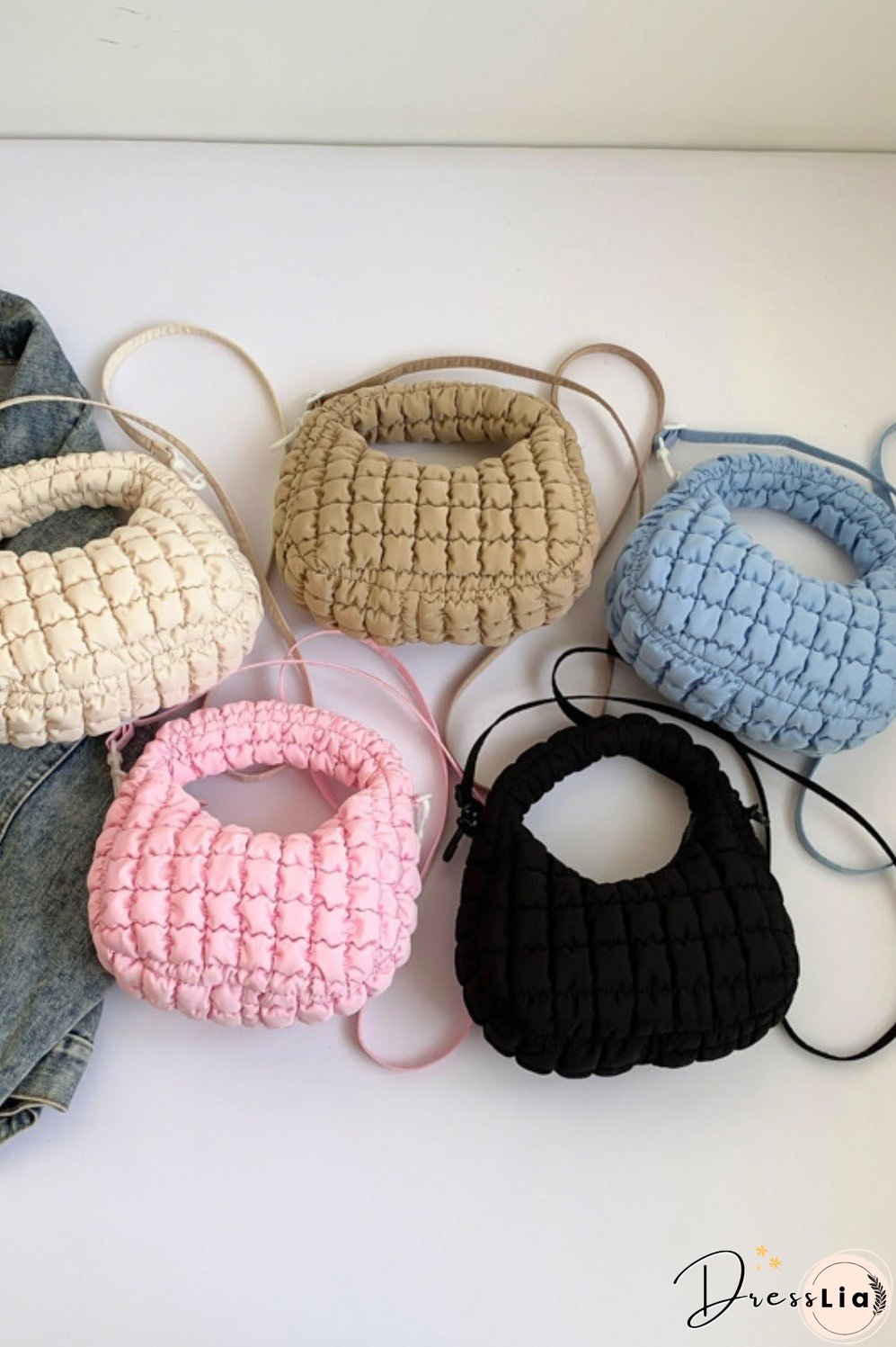 Quilted Puffy Removable Strap Crossbody Bag
