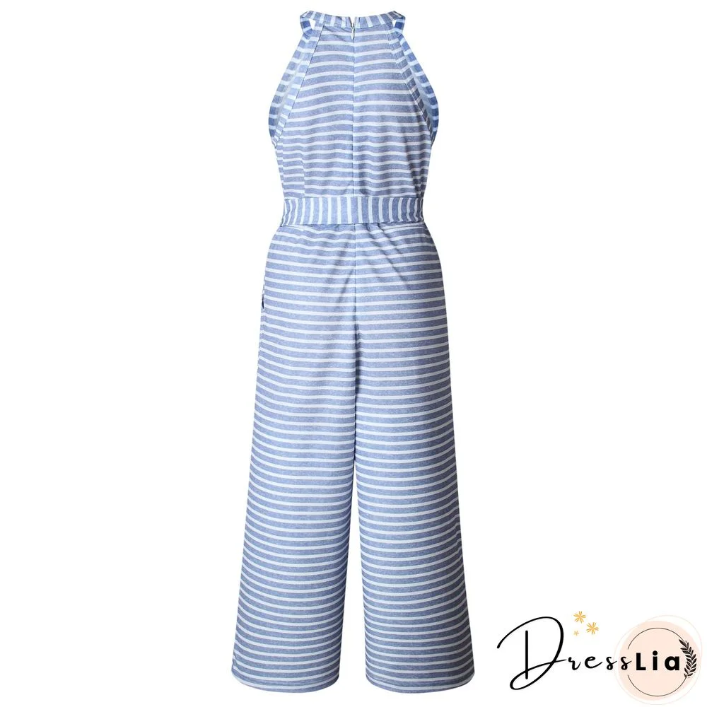 Striped Vacation Casual Jumpsuit