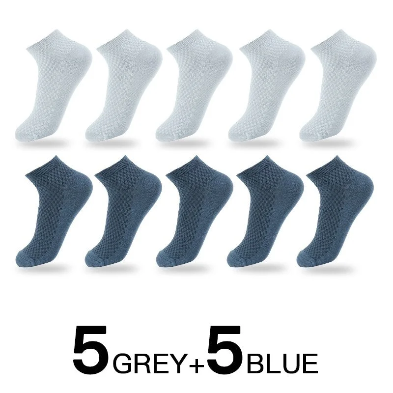 10 Pairs/Lot Men Bamboo Fiber Socks High Quality Solid Black Long Short Sock Business Casual Sports Breathable Four Seasons