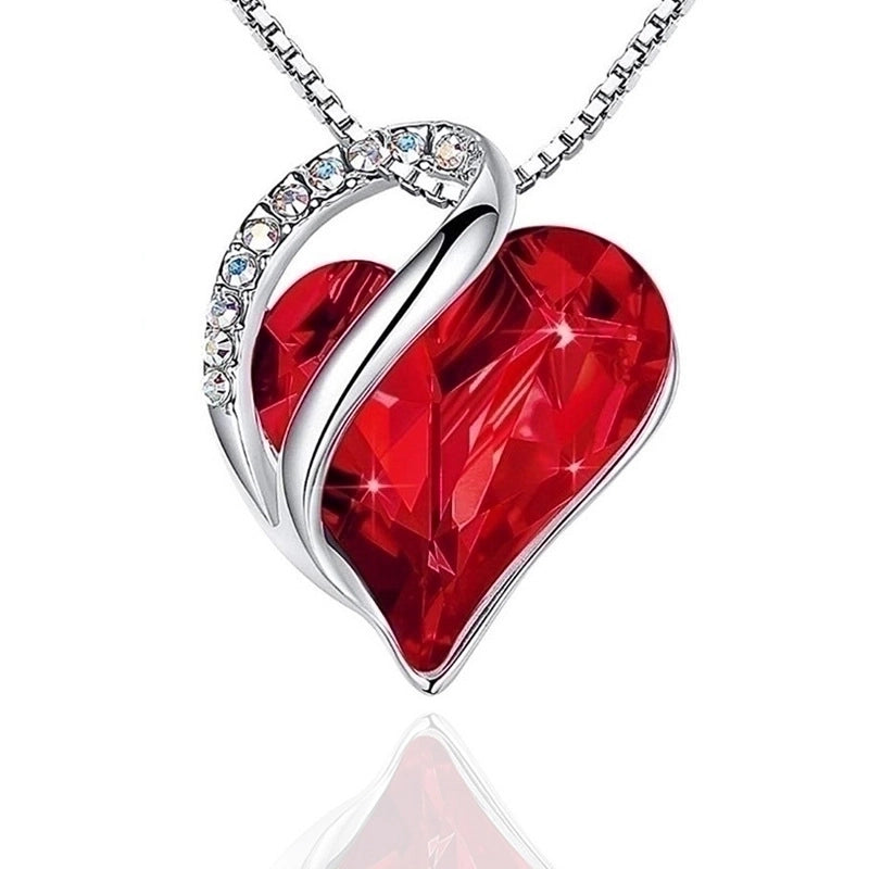 Fashion Heart Shape Artificial Crystal Plating Rhinestones Pendant Necklace 1 Piece