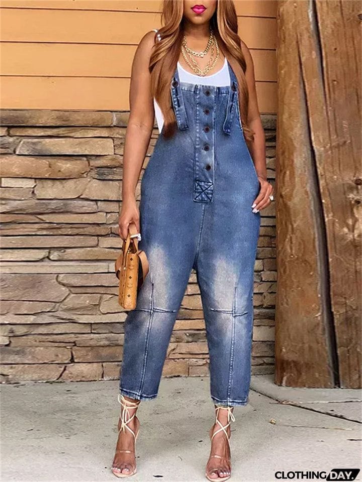 Fashion Relaxed Hard-wearing Ladies Denim Jumpsuits