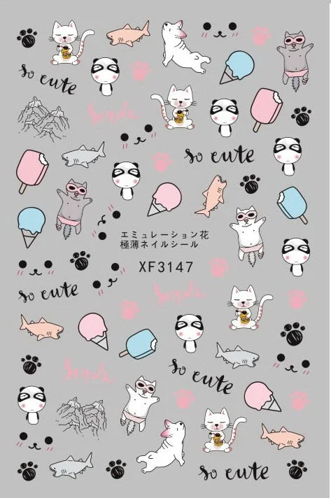 Nail Art Decals Colorful Glass Sticker for Nail Self-adhesive DIY Sticker Decals Manicure for Nail Art Sticker Design Decoration