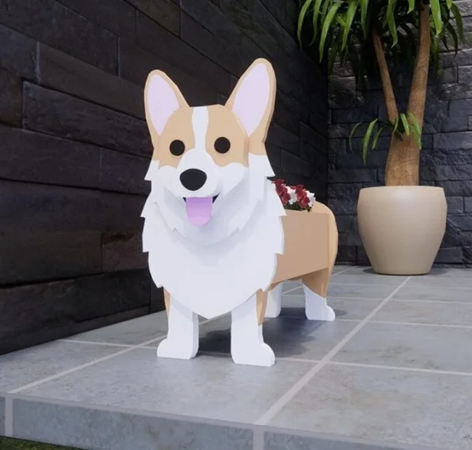 Dog Planter Animal Shaped Cartoon Succulent Planter Wooden Flower Pot Decor Garden Decoration Supplies Cultivate Flower Seedling