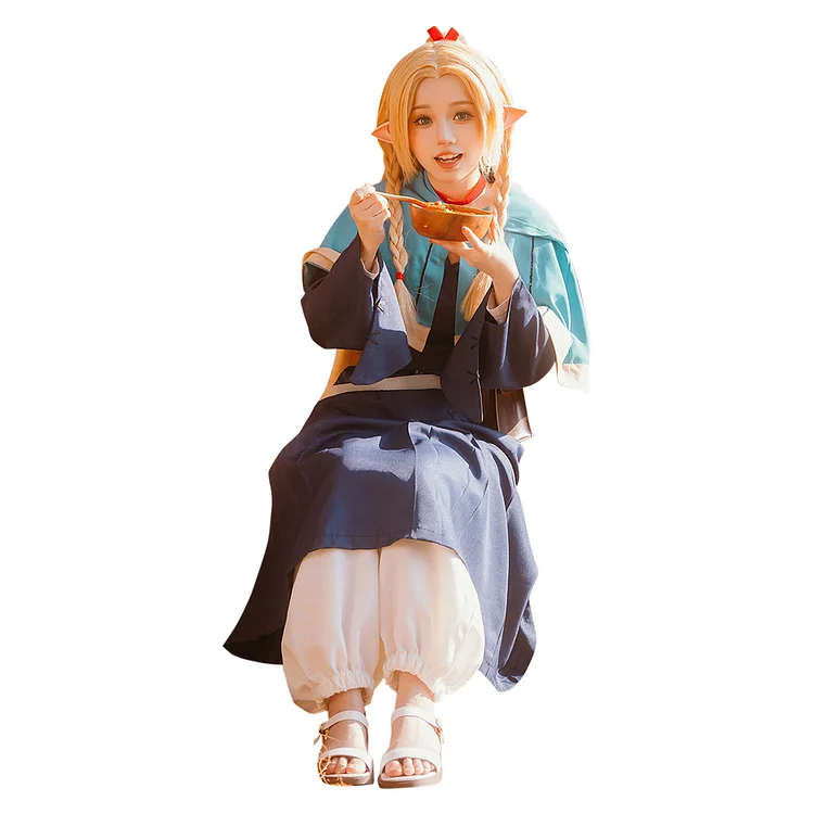 Delicious In Dungeon 2024 Dungeon Meshi Marcille Donato Blue Cape  Set Outfits Cosplay Costume