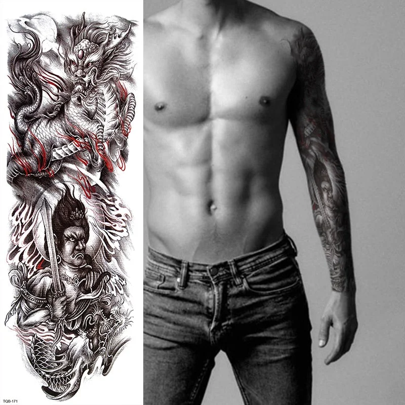 Polynesian Temporary Tattoo Sleeve Tribal Arm Waterproof Transfers Halloween Men