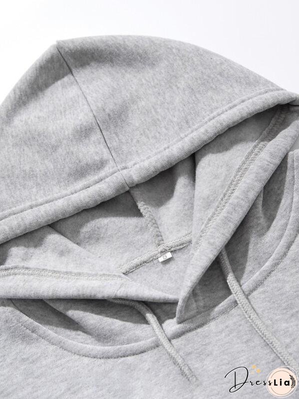 Kangaroo Pocket Drawstring Hoodie for Women
