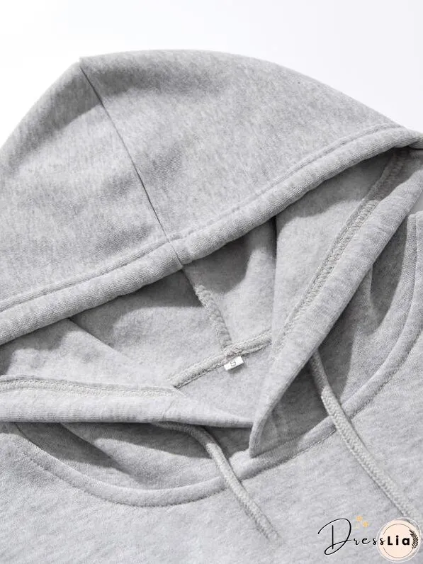 Kangaroo Pocket Drawstring Hoodie for Women