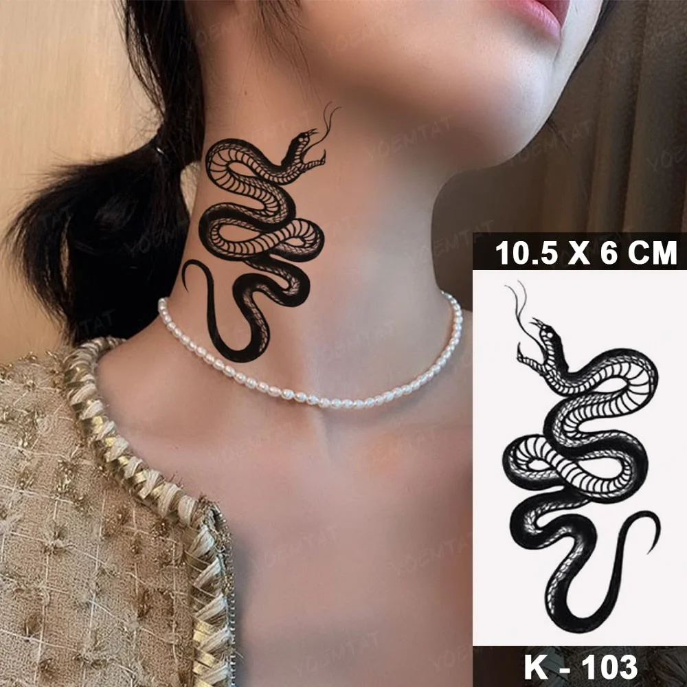 Waterproof Temporary Tattoo Sticker Moth Butterfly Wolf Snake Deer Panda Animal Flash Tatto Women Men Kids Body Art Fake Tattoos