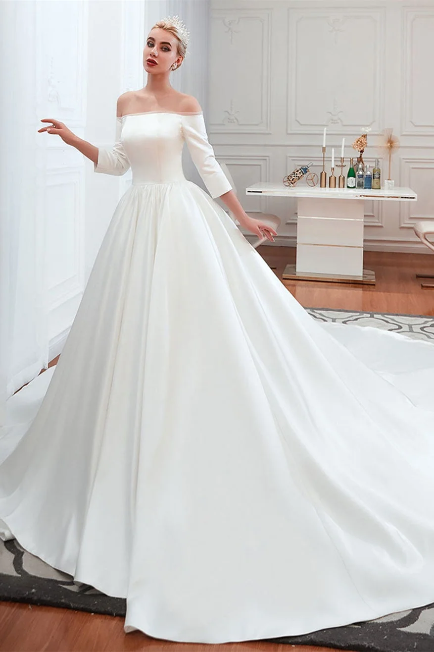 Half shoulder 2024 wedding dress