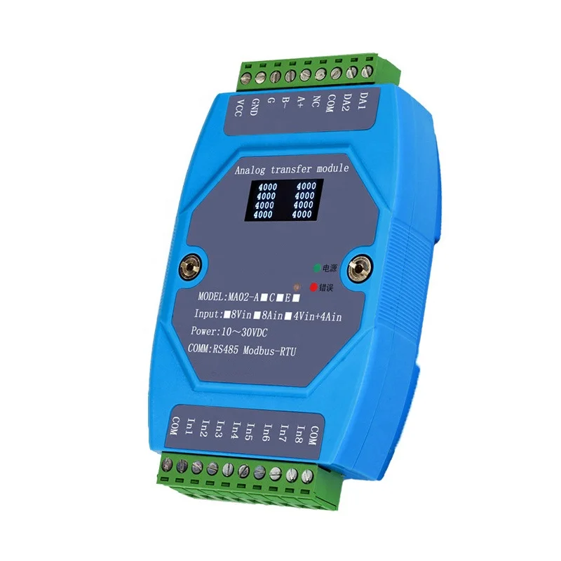 8 Channel 0-20/4-20MA/0-10/2-10V Current Transmitter Acquisition Analog to RS485 Converter PLC Control Board RS485