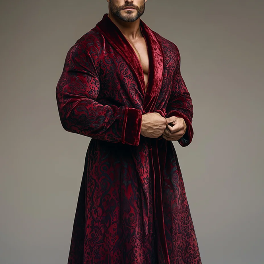 Men's Flannel Christmas Snowflake Robe Pajamas-inspireuse