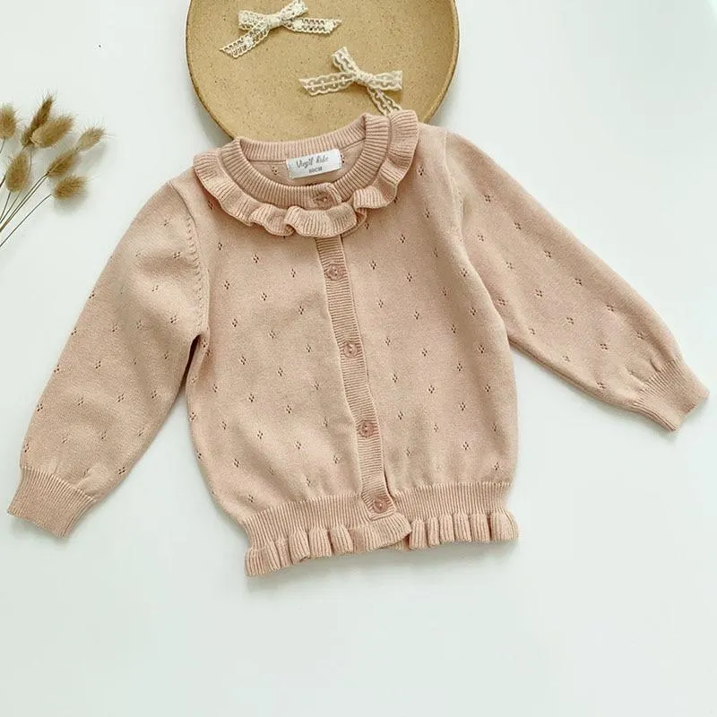 Baby Girls Embroider Cardigan Coats Fashion Children Outwear Coat Girls Long Sleeve Kids Knit Cardigan Coat 1-7Yrs