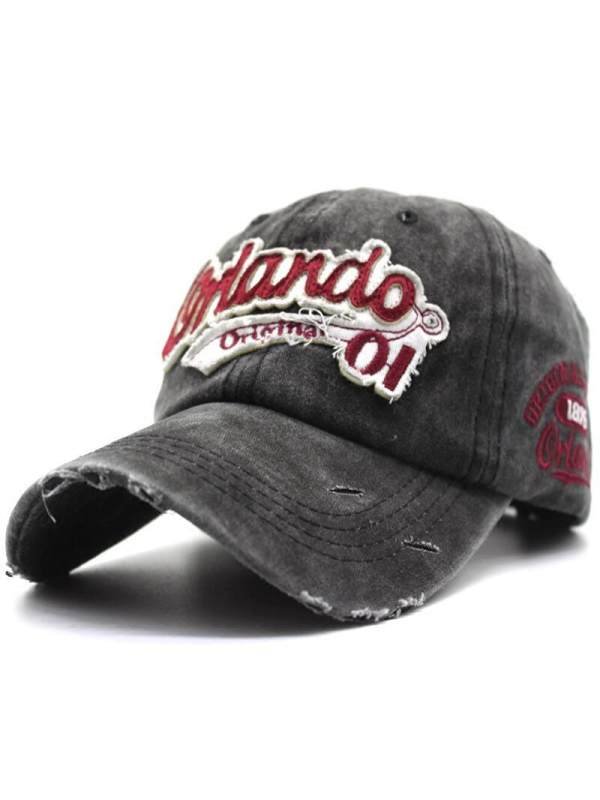 Men's casual washed and old letter embroidery cap tacday