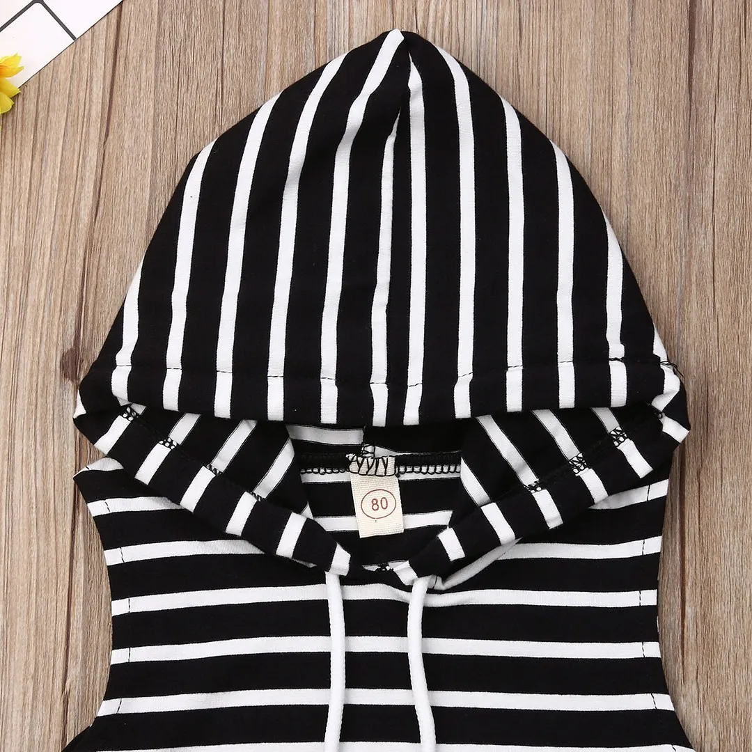 2020 Baby Summer Clothing Toddler Baby Boy Clothes Sleeveless Hooded Stripe Top Shirt Zipper Shorts 2Pcs Sets Outfit