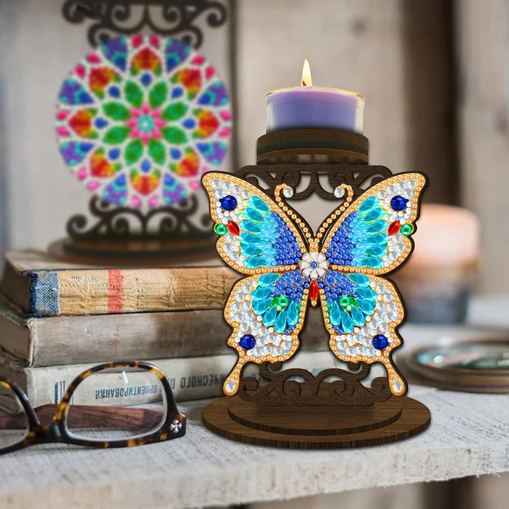 5D DIY Butterfly Desktop Diamond Painting Art Candle Holder Home Decor 