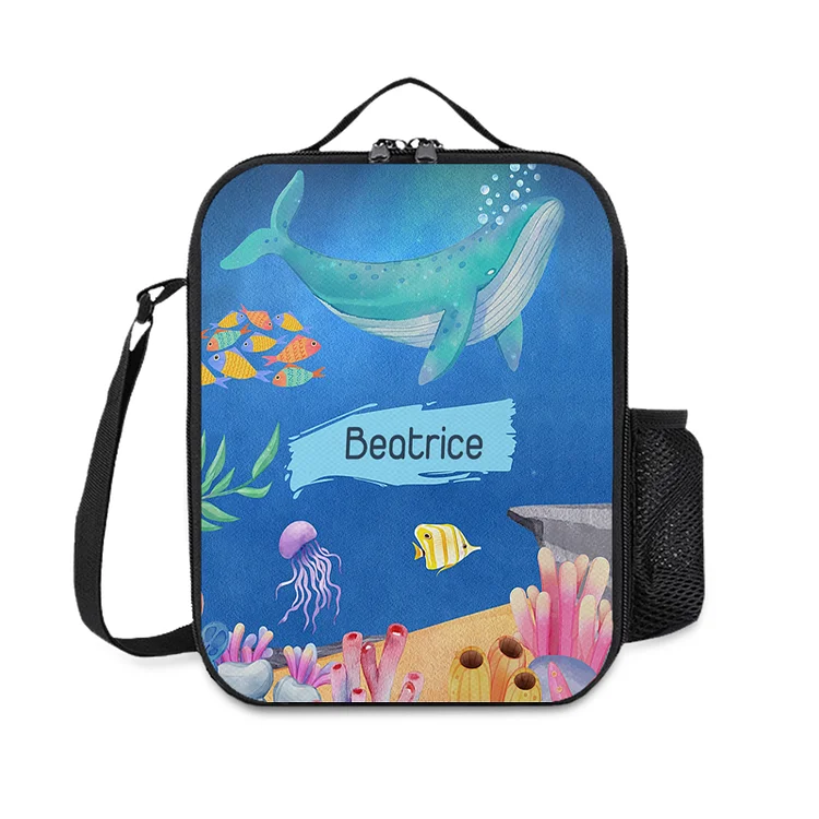 Custom Name Lunch Bag Personalized Underwater World Lunch Box Gifts for Kids