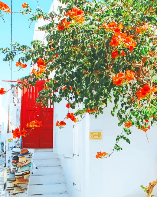 

Orange Flowers Tree Mykonos – Paint By Numbers - 40*50CM, 501 Original
