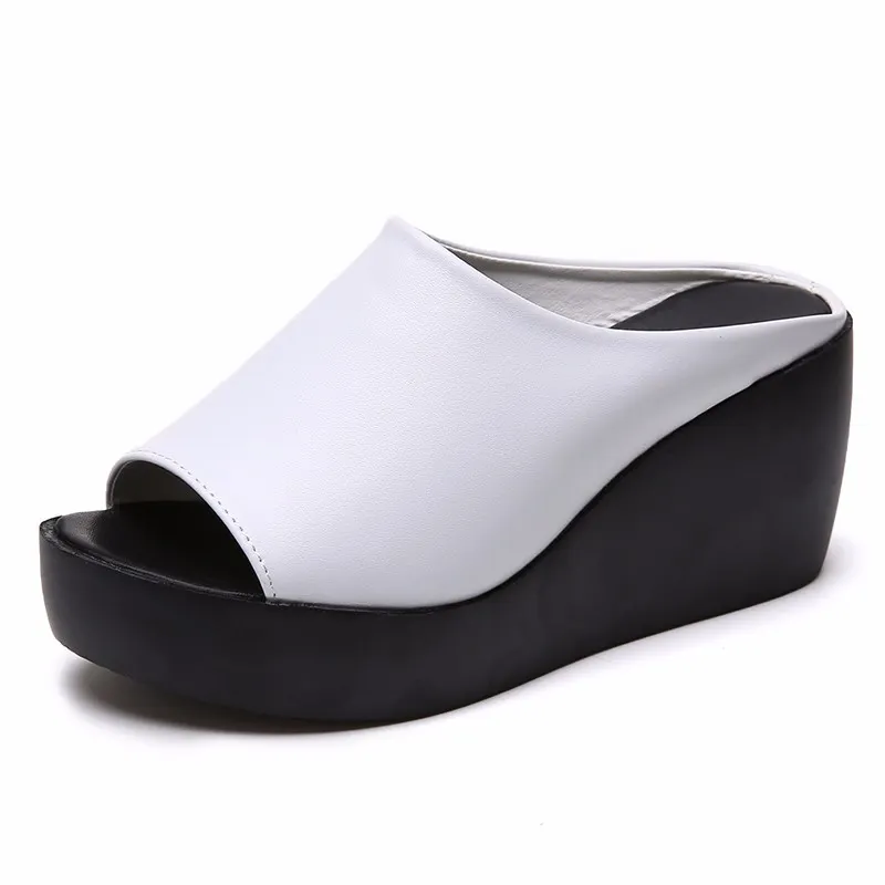 Breakj Breakj Women 2025 New Slope And Cool Slippers Summer Loose Cake Thick Bottom Fish Mouth Slippers