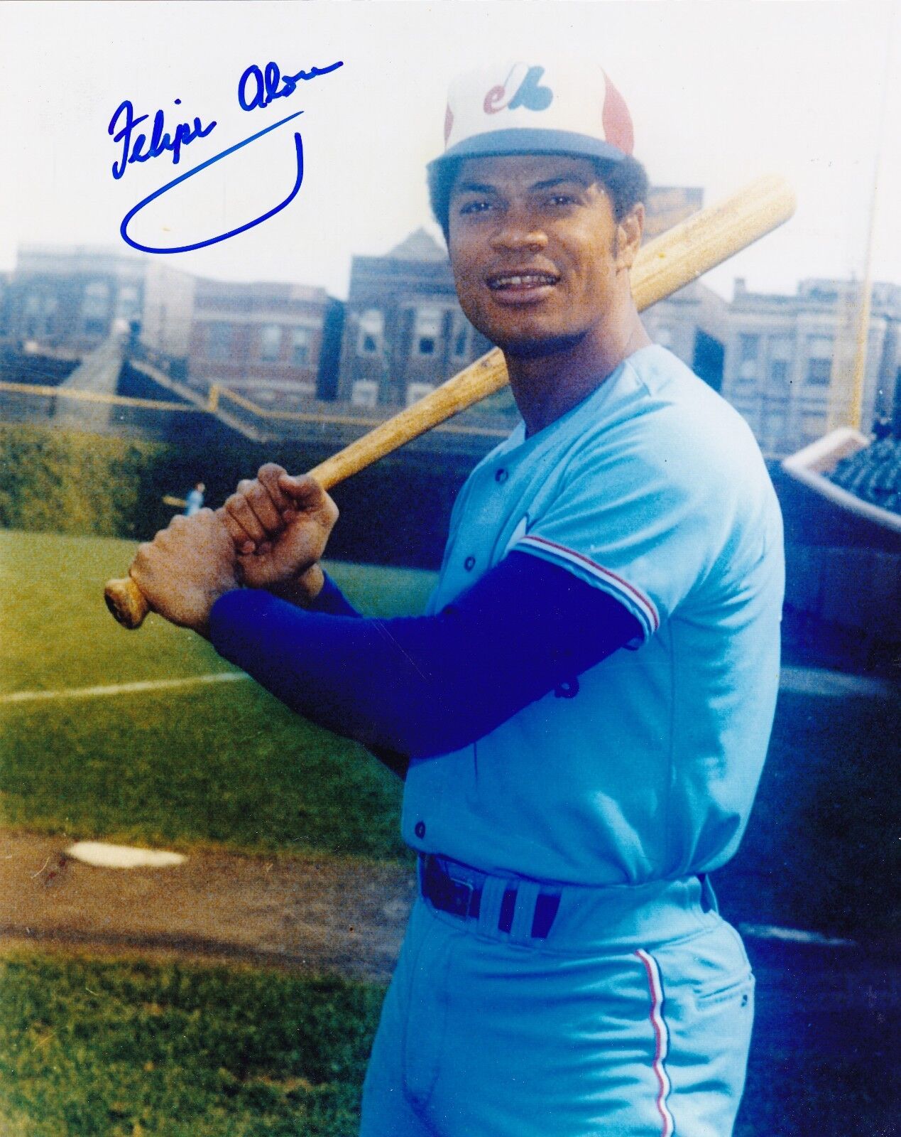 FELIPE ALOU MONTREAL EXPOS ACTION SIGNED 8x10