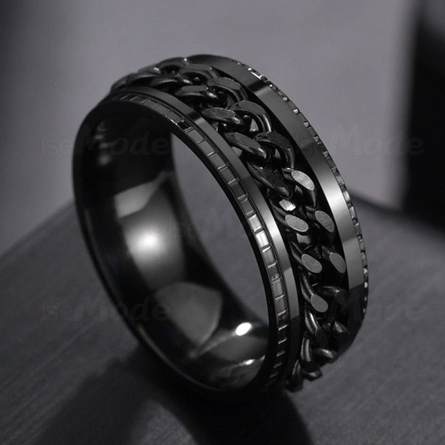 YOY-Cool Stainless Steel Rotatable Men Couple Ring